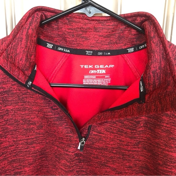 Tek Gear Dri Tek Athletic Shirt SzS 1/2 Zip Red Long Sleeves - Picture 7 of 7